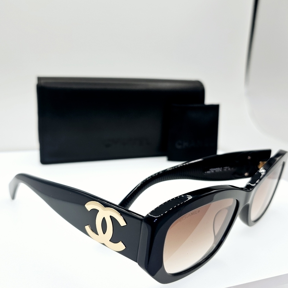 Chanel 5493-A C622/S5 Women's Black/Brown Gradient Sunglasses - Picture 7 of 16